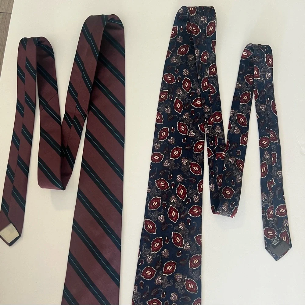 Christian Dior, All Silk, Made in USA,‎ Striped and Patterned Ties Set of 2